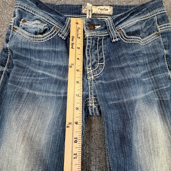 BKE Payton Bootcut Jeans Womens 26R (Fits 29x30) Blue Low Rise Raw Hem Stretch - Picture 9 of 15
